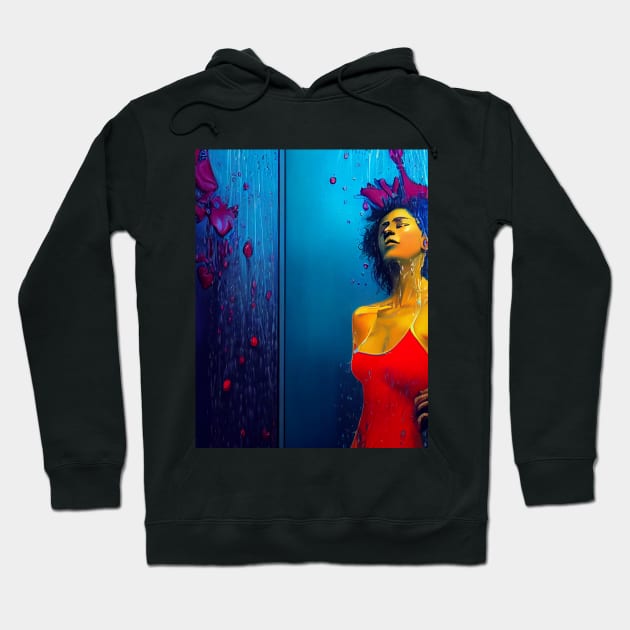 Woman taking cold shower Hoodie by fistikci